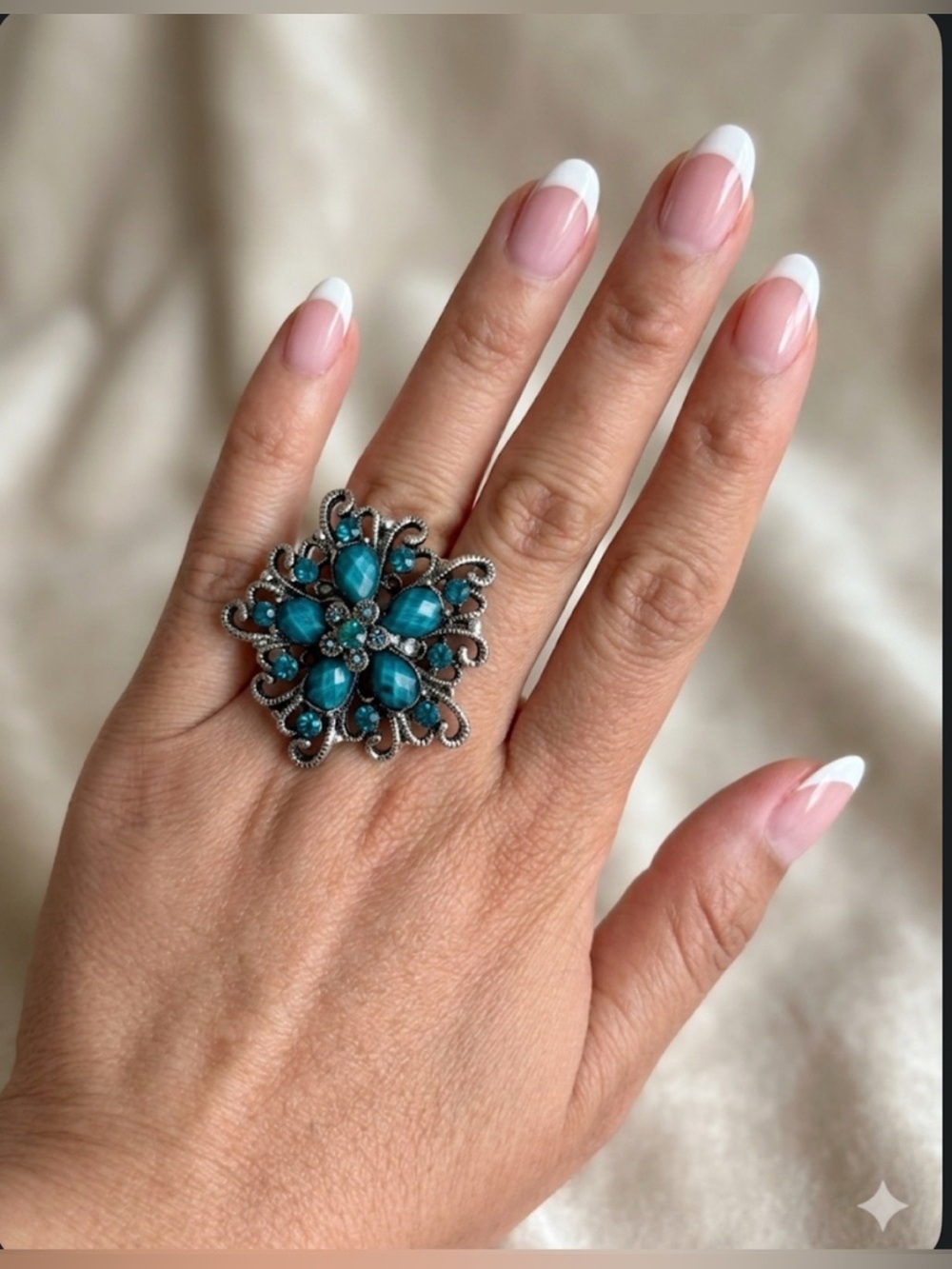 Turquoise Floral Statement Ring - Elegant Women’s Jewelry